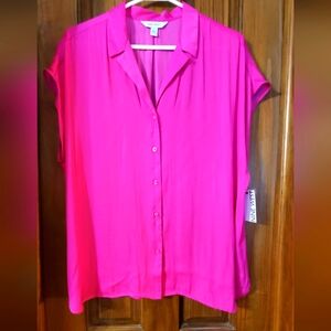 Nine West Short Sleeve Button Down Top